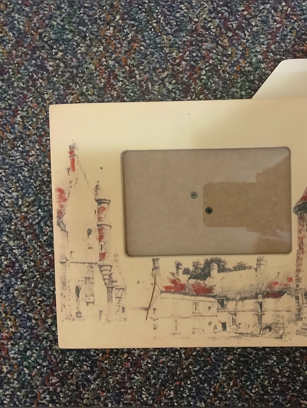 Vintage Cream Picture Frame with Castle Illustration